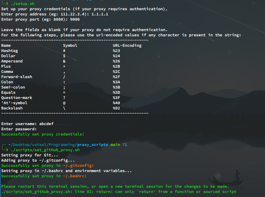 Proxy Scripts interface